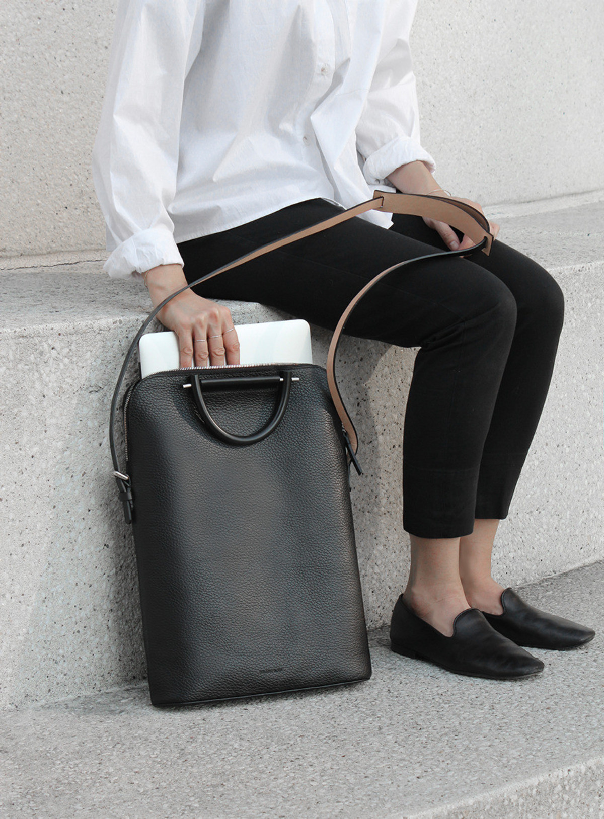 Building Block Pebbled Leather Lite Business Bag from assembly Garmentory