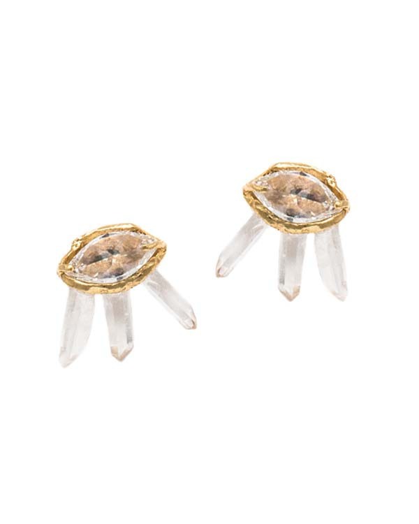 Unearthen Gold Eros Point Earrings with Amethyst Unearthen Gold Eros Point Earrings with Amethyst