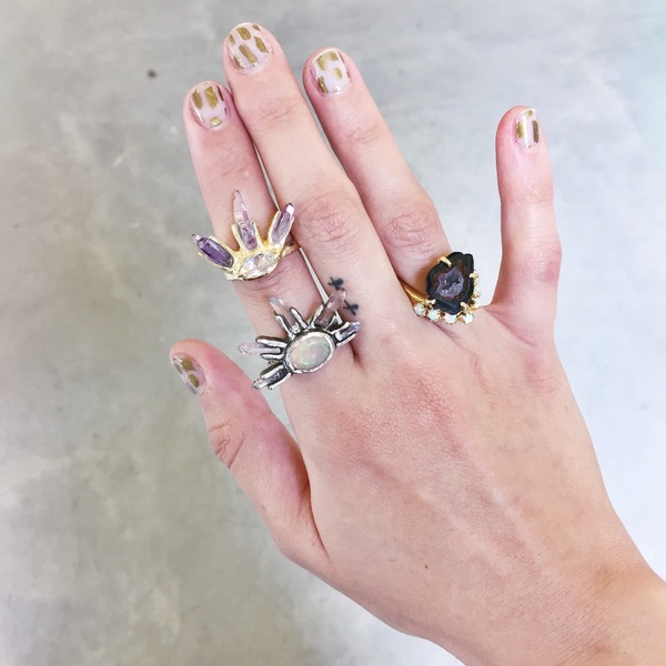 Unearthen Large Eye Crown Ring with Opal and Quartz Unearthen Large Eye Crown Ring with Opal and Quartz