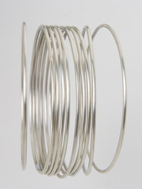 Simple Jewelry Silver Shiny Polished Open Circle with Triangle Wire Cuff Bracelet Bangles 10pcs-G044