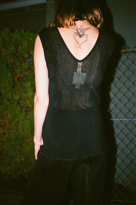 Lauren Manoogian Plisse Tank in Blackened