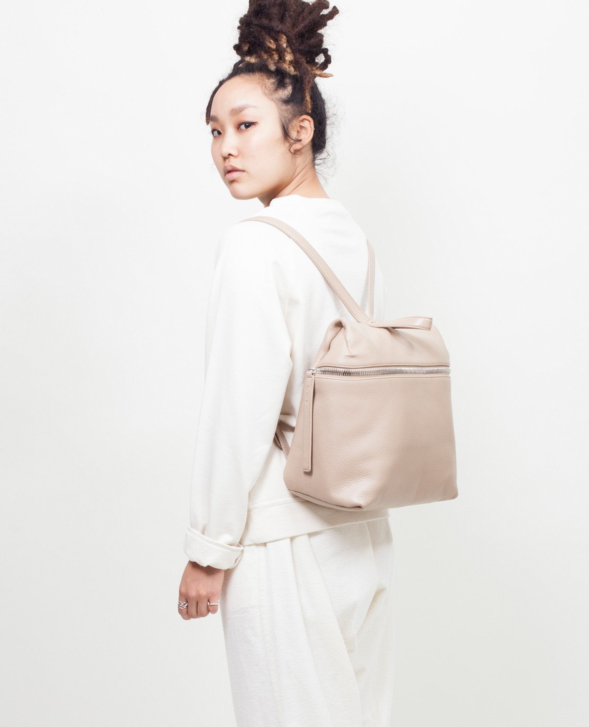 KARA Large Pebble Leather Backpack 