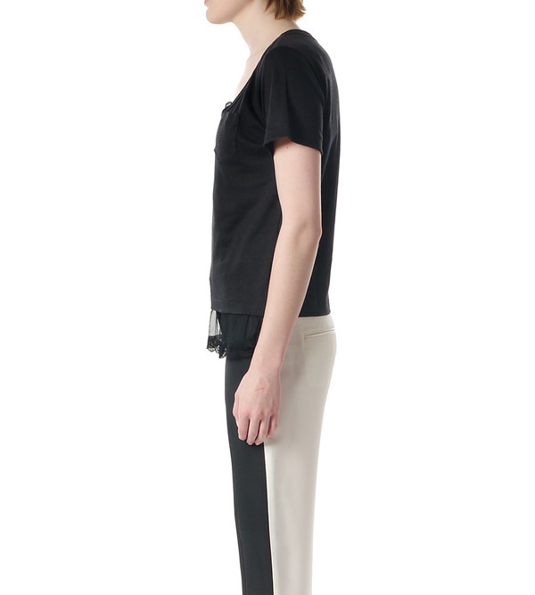 Sacai Luck Black T-Shirt with Lace Under Layer Sacai Luck Black T-Shirt with Lace Under Layer