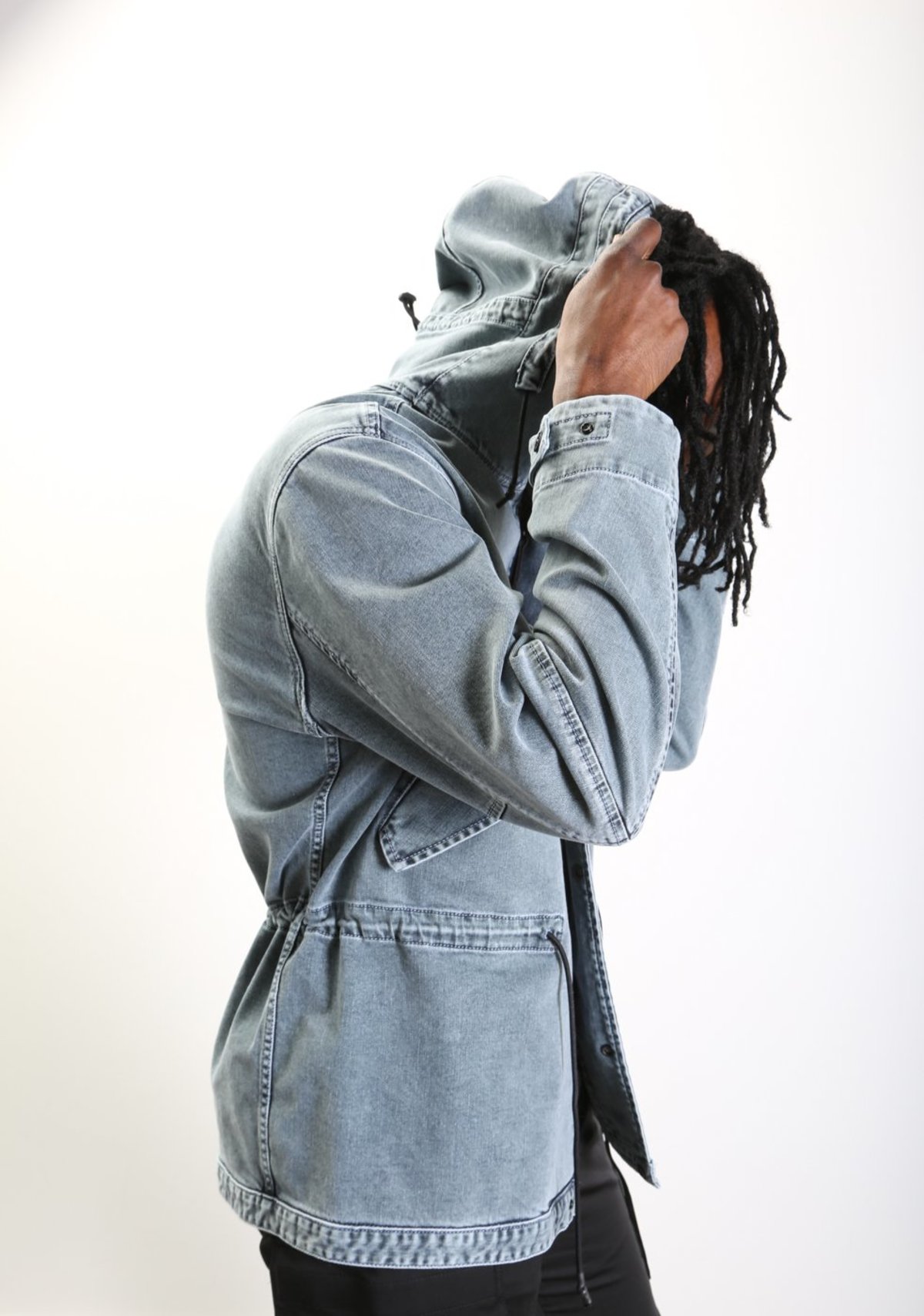 stone island foam resin treated denim