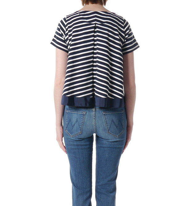 Sacai Luck Striped Trapeze Back T-Shirt Sacai Luck Striped Trapeze Back T-Shirt