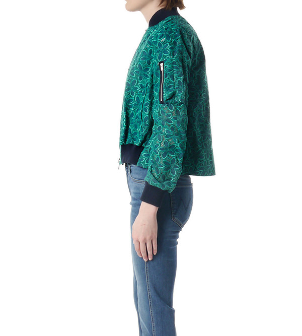 Sacai Luck Green and Navy Lace Varsity Jacket Sacai Luck Green and Navy Lace Varsity Jacket