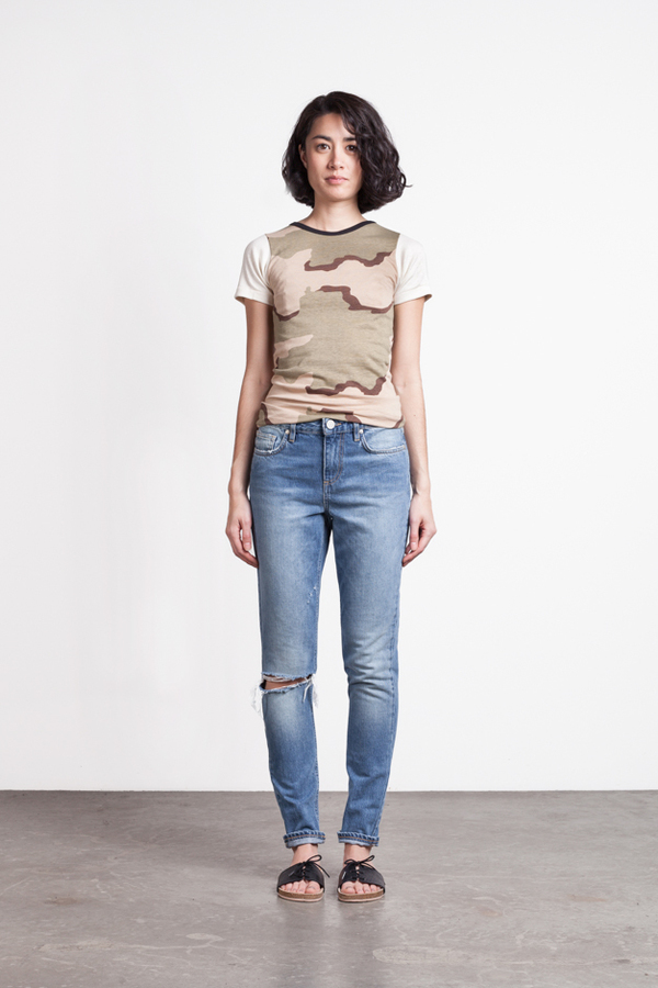 Edith A. Miller Combo Crew Tee-Camo Edith A. Miller Combo Crew Tee-Camo