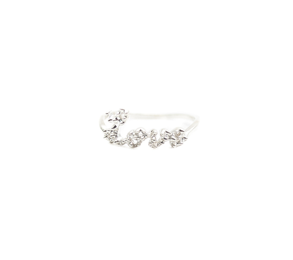 E.M. Silver Textured Cursive Love Ring E.M. Silver Textured Cursive Love Ring