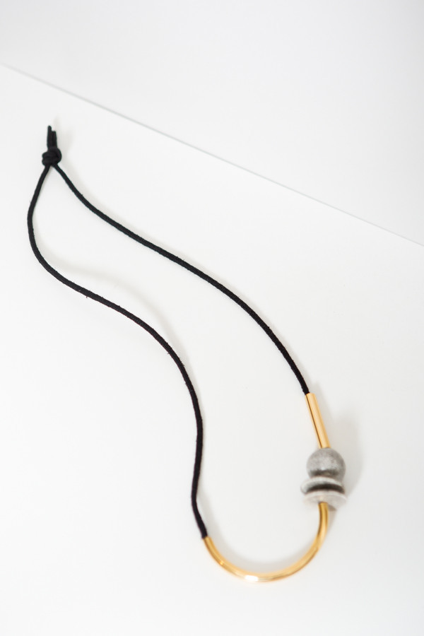 Maslo Jewelry Chock A Block Gold Black Ceramic Necklace Maslo Jewelry Chock A Block Gold Black Ceramic Necklace