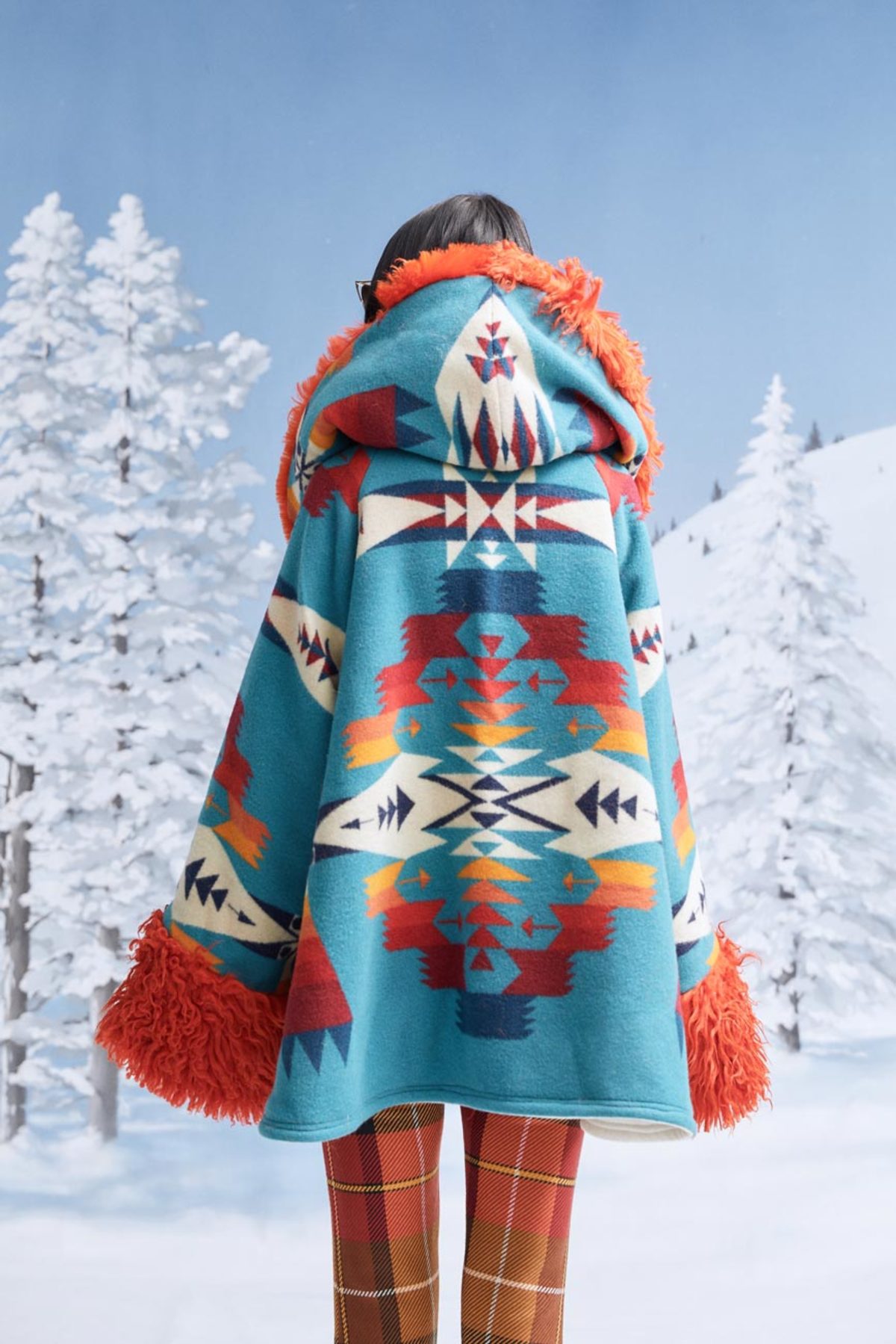 Lindsey Thornburg + Pendleton Tucson Shearling Turquoise Trench Cloak