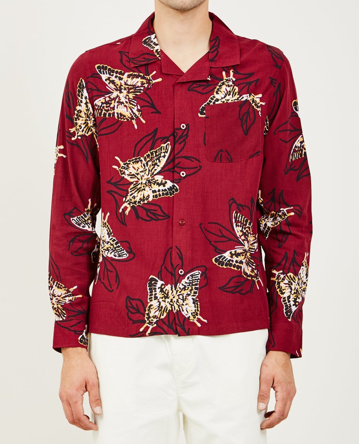 Stussy BUTTERFLY SHIRT - BURGUNDY 