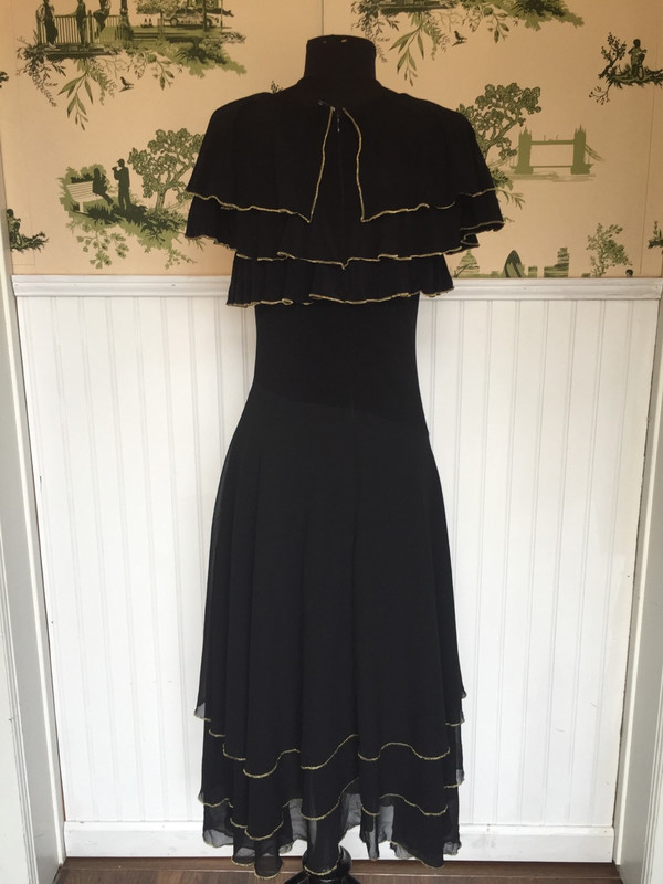 Early 80's Japanese Romantic Spanish Style vintage black dress size small Early 80's Japanese Romantic Spanish Style vintage black dress size small