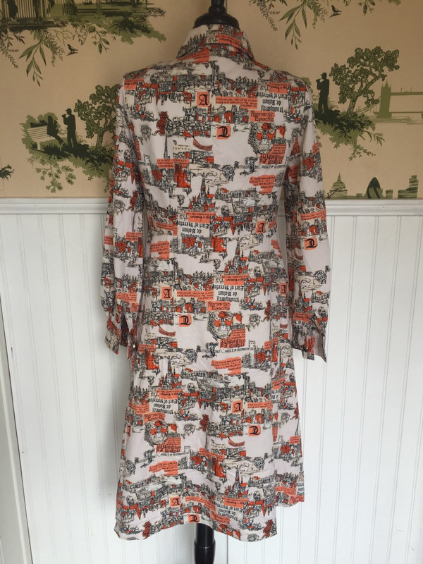Japanese abstract print dress orange and black in size medium Japanese abstract print dress orange and black in size medium