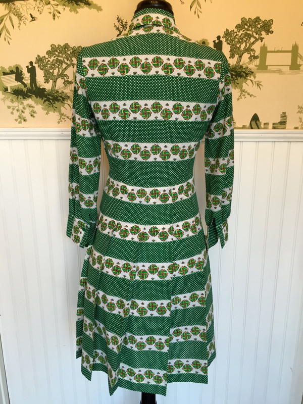 Vintage 60's Japanese Mad Men Graphic Pattern Dress 70's polka dot detail and print pattern size small medium Vintage 60's Japanese Mad Men Graphic Pattern Dress 70's polka dot detail and print pattern size small medium