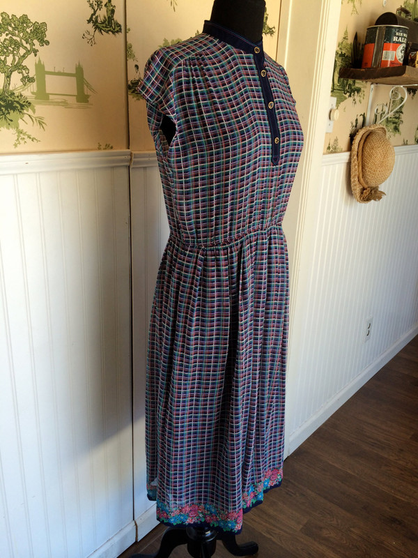 Vintage 70's Japanese Gucci Style Graphic and Floral Dress size medium large Vintage 70's Japanese Gucci Style Graphic and Floral Dress size medium large