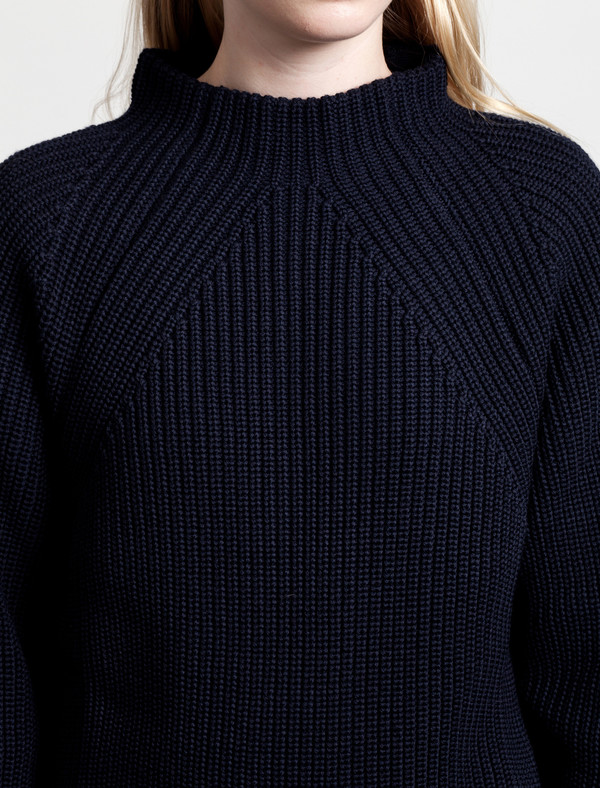 Lemaire High Neck Rib Sweater Midnight Lemaire High Neck Rib Sweater Midnight