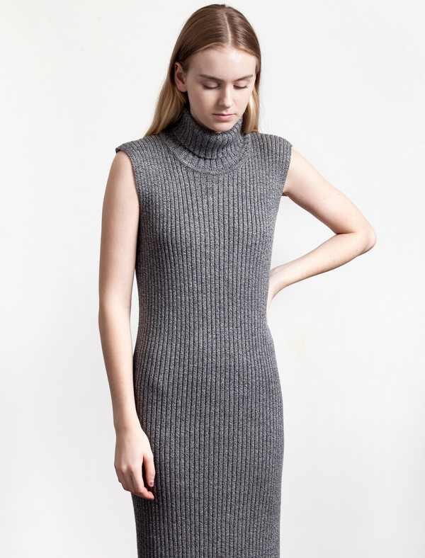 1205 Merchant Merino Rib Polo Dress Grey 1205 Merchant Merino Rib Polo Dress Grey