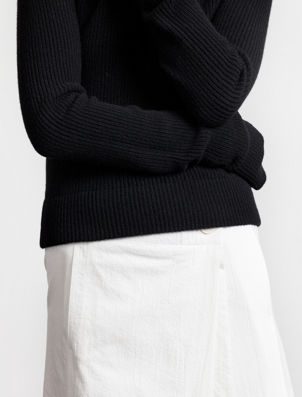Lemaire Round Neck Rib Sweater Black Lemaire Round Neck Rib Sweater Black