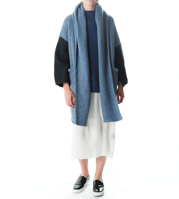 Capote Coat in Blue Colorblock Capote Coat in Blue Colorblock