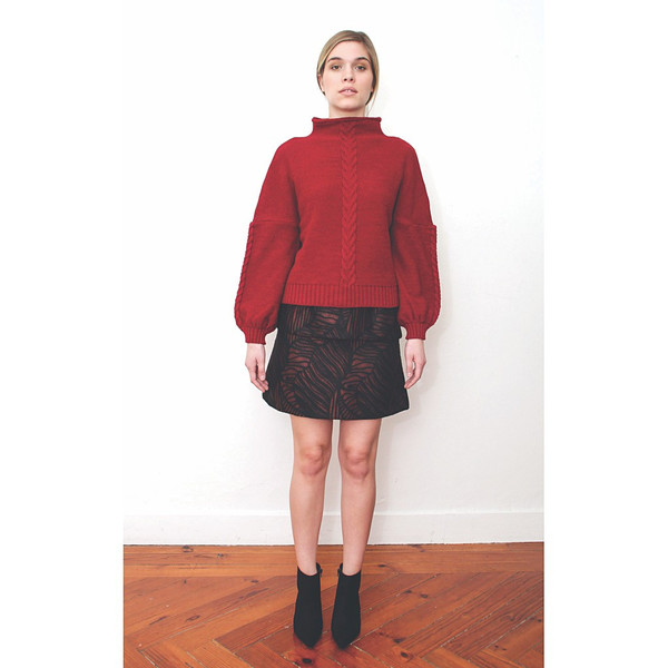 Livlov Red Leaf Print Skirt Livlov Red Leaf Print Skirt