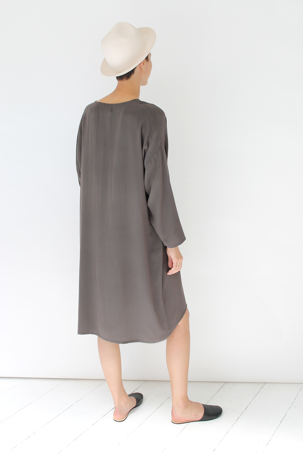 Revisited silk shirt dress | stone Revisited silk shirt dress | stone