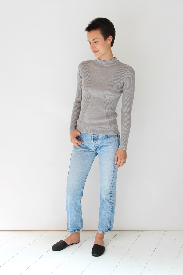 Micaela Greg stagger rib turtleneck | dove grey Micaela Greg stagger rib turtleneck | dove grey