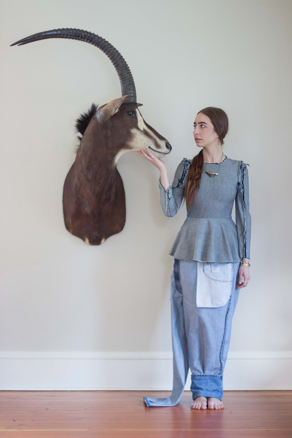 Alexa Stark Long-sleeve Denim Peplum Shirt Alexa Stark Long-sleeve Denim Peplum Shirt