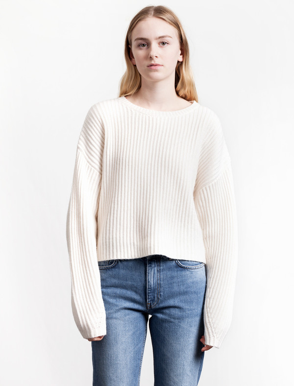 Organic by John Patrick Rib Crop Pullover New White Organic by John Patrick Rib Crop Pullover New White