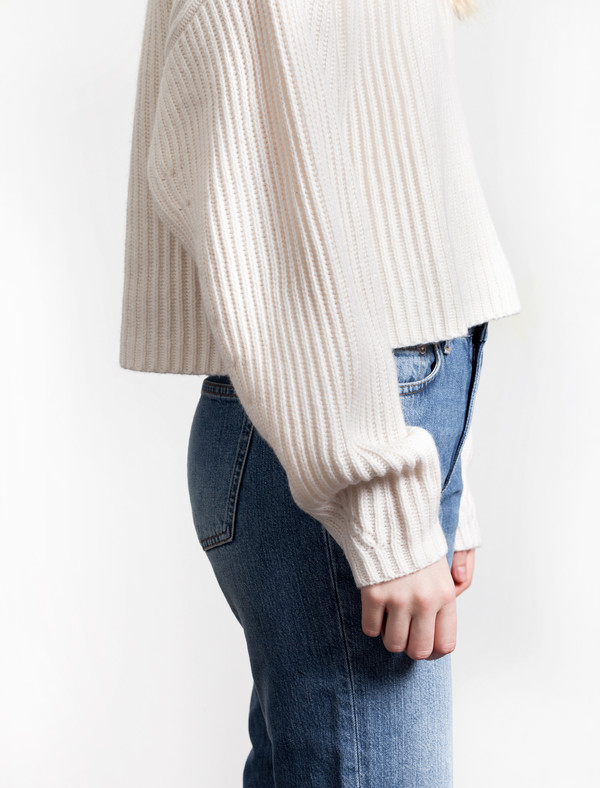 Organic by John Patrick Rib Crop Pullover New White Organic by John Patrick Rib Crop Pullover New White