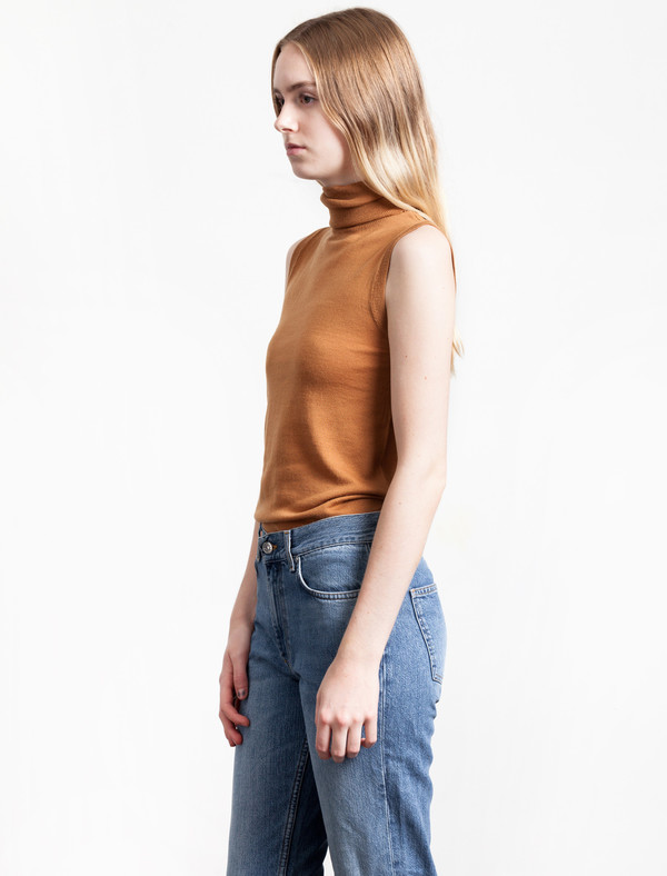 Organic by John Patrick Sleeveless Turtleneck Umber Organic by John Patrick Sleeveless Turtleneck Umber