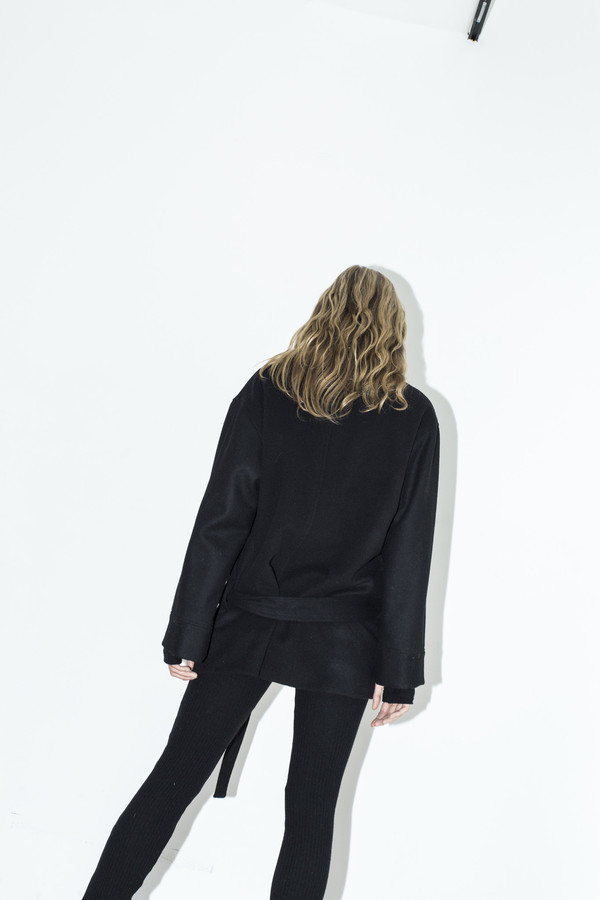 Assembly New York Black Cropped Robe Coat Assembly New York Black Cropped Robe Coat