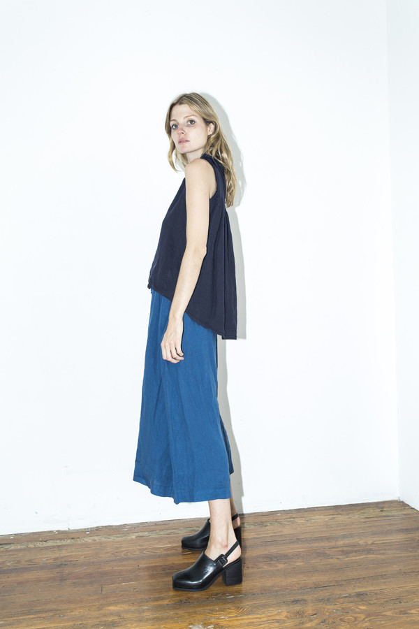 Black Crane Navy Stand Collar Top Black Crane Navy Stand Collar Top