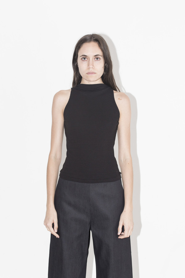 David Michael Black Knit Rib Helix Top David Michael Black Knit Rib Helix Top