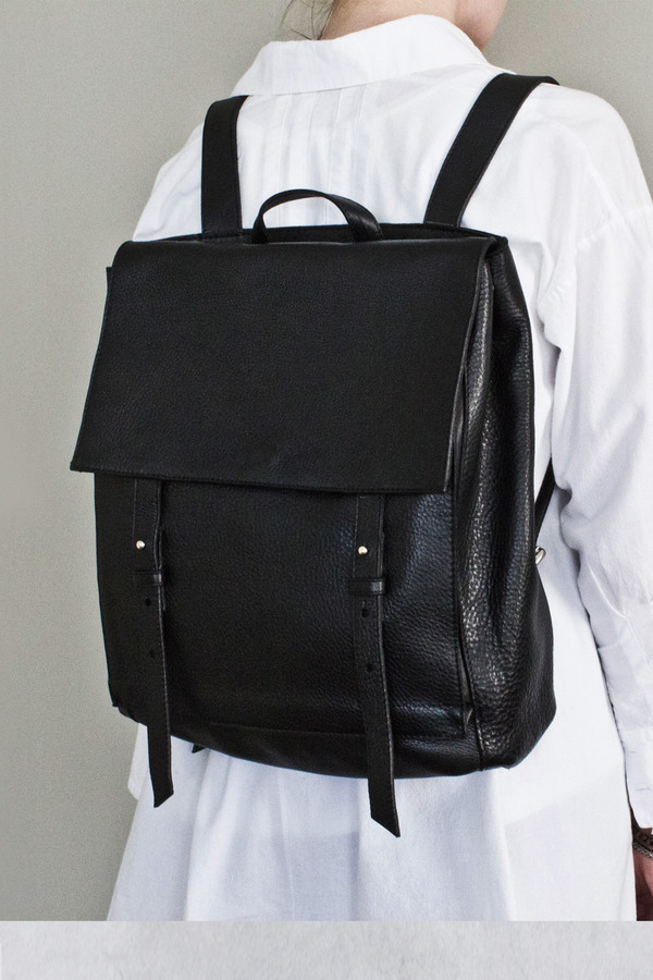 Unisex Le Bas Black Leather Harness Backpack Unisex Le Bas Black Leather Harness Backpack