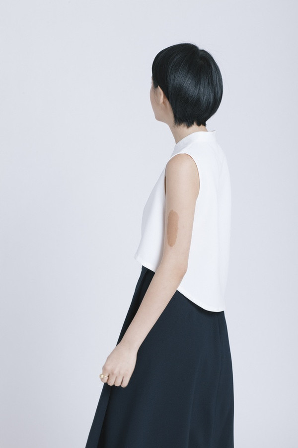 Kaarem White Chime Collar Top Kaarem White Chime Collar Top