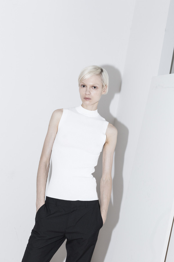 Pari Desai White Leila Mock Neck Muscle T Pari Desai White Leila Mock Neck Muscle T