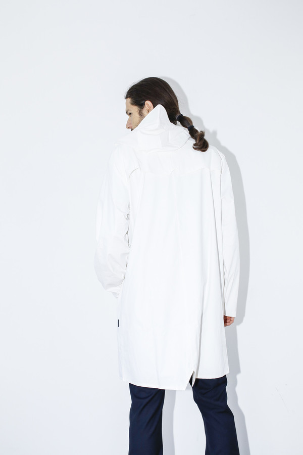 Unisex Rains White Hooded Rain Coat Unisex Rains White Hooded Rain Coat