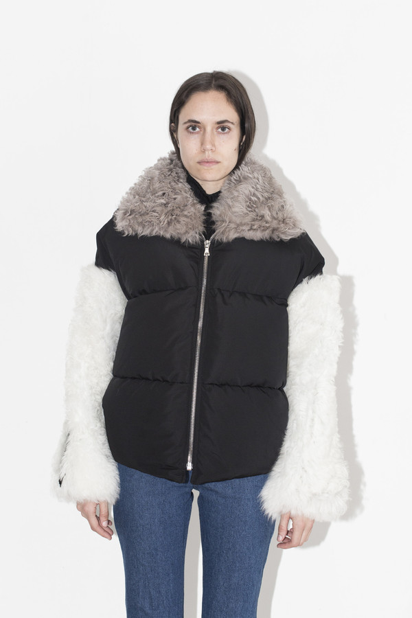 Sandy Liang Black Allen Shearling Coat Sandy Liang Black Allen Shearling Coat