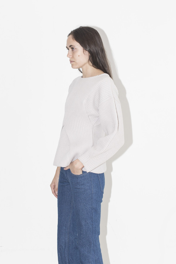 Sayaka Davis Ivory Peplum Sweater Sayaka Davis Ivory Peplum Sweater