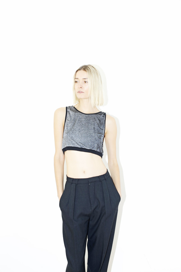 David Michael Silver Cropped Tank David Michael Silver Cropped Tank