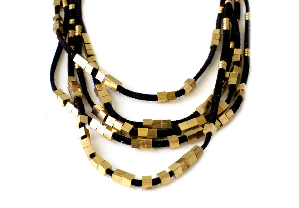 Serefina Suede Abacus Necklace in Black Serefina Suede Abacus Necklace in Black