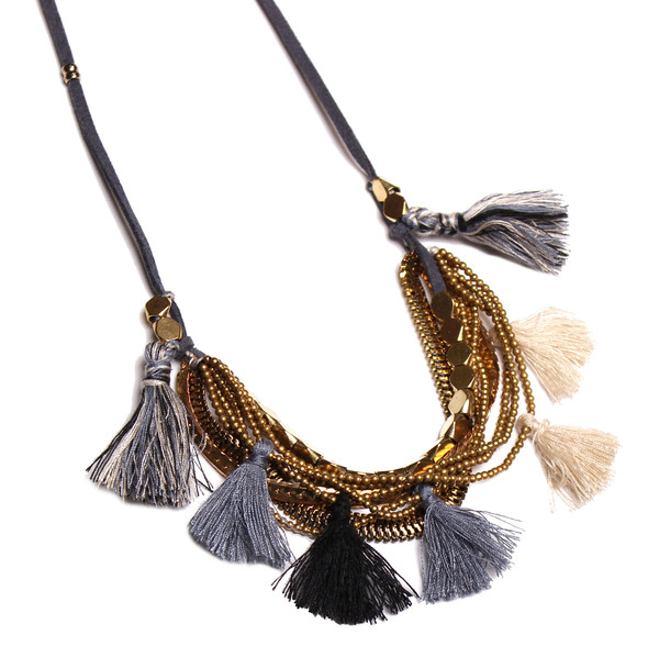 Serefina Dancing Tassels Necklace Grey Serefina Dancing Tassels Necklace Grey