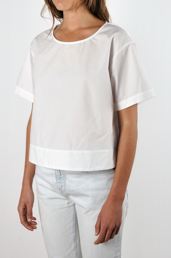 Waltz Drop Shoulder T-shirt | White Cotton Poplin Waltz Drop Shoulder T-shirt | White Cotton Poplin