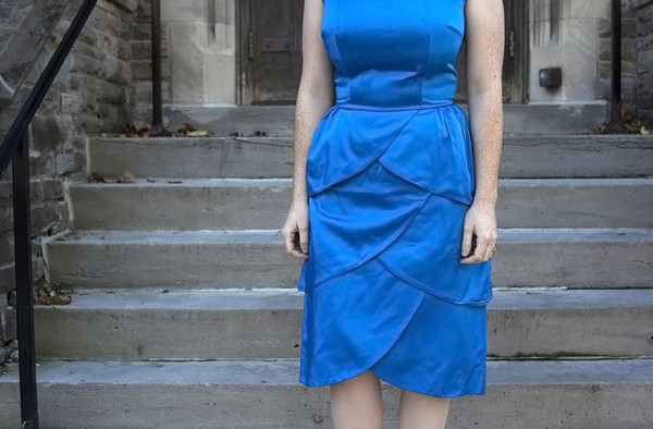 White Elephant Vintage Bright Blue Scalloped Dress White Elephant Vintage Bright Blue Scalloped Dress