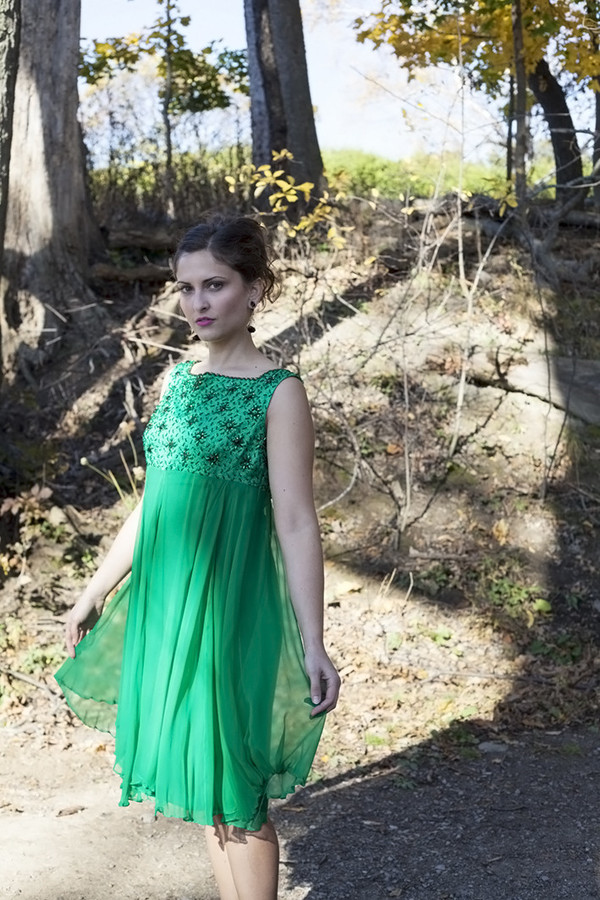 White Elephant Vintage Green Beaded Chiffon Dress White Elephant Vintage Green Beaded Chiffon Dress