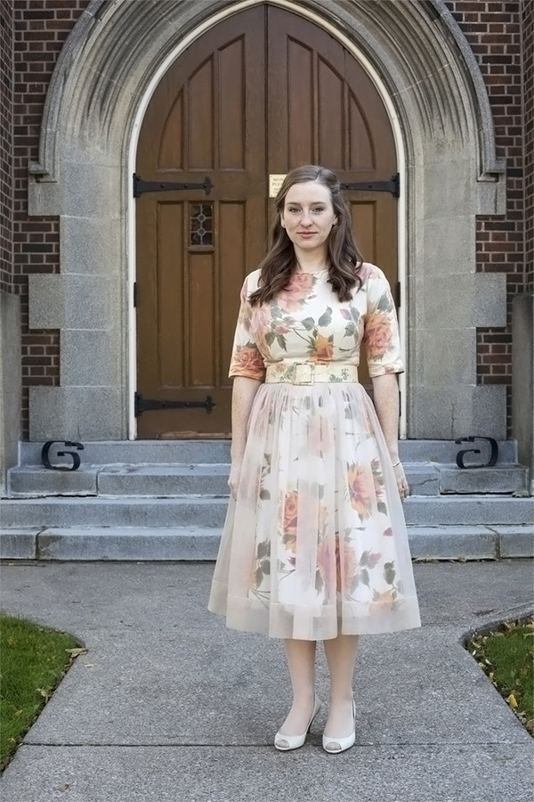 White Elephant Vintage Peach Floral Dress White Elephant Vintage Peach Floral Dress