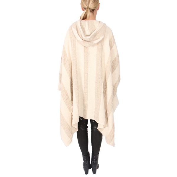 IRO AGNELA STRIPED HOODED PONCHO IRO AGNELA STRIPED HOODED PONCHO
