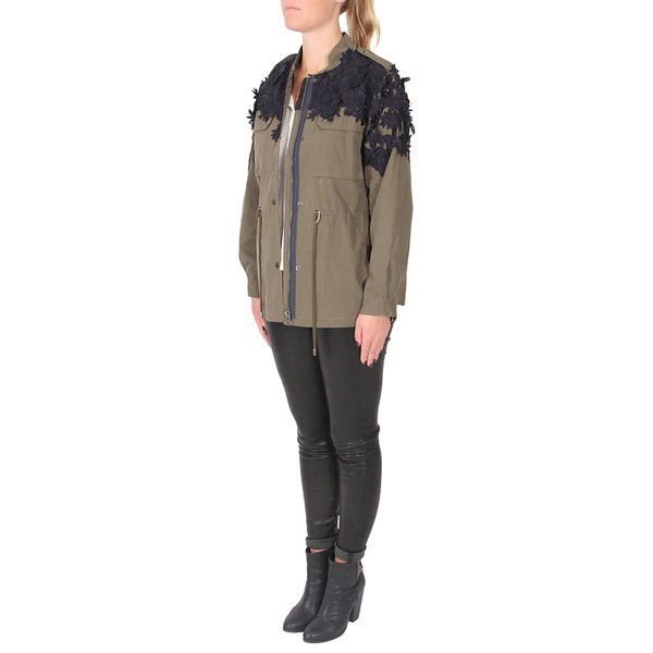 Sea Embroidered Flowers Military Jacket Sea Embroidered Flowers Military Jacket