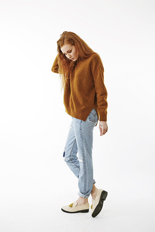 Nanushka Motta High Neck Buclé Sweater Nanushka Motta High Neck Buclé Sweater