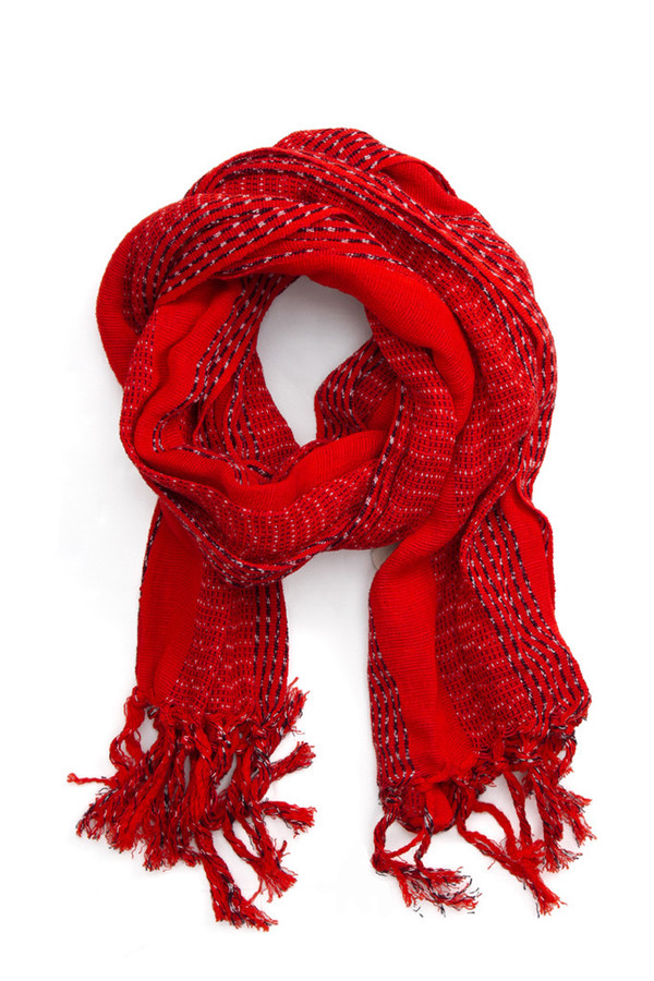 Kiriko Karu Ori Split Red Dash Scarf Kiriko Karu Ori Split Red Dash Scarf